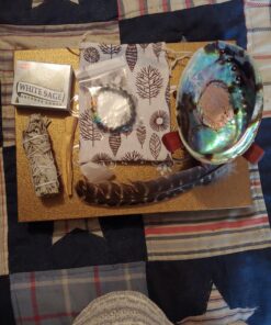 Smudge Kit Spiritual Set, Large Abalone Shell, Complete Sage Smudge Stick Kit, Palo Santo, White Sage Incense for Cleansing, Smudge Feather,Chakra Kit Bracelet, Charitable Positive Vibes Smudging Kit 49 81 dt5020gL