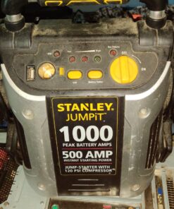 STANLEY J5C09 Portable Power Station Jump Starter 1000 Peak Amp Battery Booster, 120 PSI Air Compressor, USB Port, Battery Clamps 1,000 Peak Amps 75 81 feaRfMvL