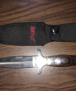 MTech USA – Fixed Blade Knife – Satin Finish Stainless Steel Blade, Brown Wood Handle with Stainless Steel Bolster, Includes Nylon Sheath - Hunting, Camping, Survival, Tactical – MT-20-03 33 81 gTJTlM0L