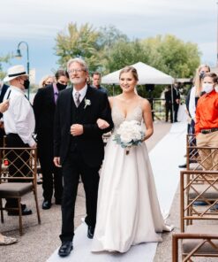 HEALON White Wedding Aisle Runner (100 Feet x 3 Feet) — Includes Pull String for Indoor or Outdoor Weddings, Prom and Parties (Wave) Wave 100ft*3ft 43 81 ghz1xA3L