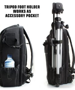 USA Gear DSLR Camera Backpack Case - 15.6 inch Laptop Compartment, Padded Custom Dividers, Tripod Holder, Rain Cover, Long-Lasting Durability and Storage Pockets - Compatible with Many DSLRs (Black) Black 42 81 jnfjBhcL