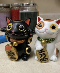 Black Maneki Neko Money Lucky Cat Chinese Japanese Statue 11 81 n5GUp0nL