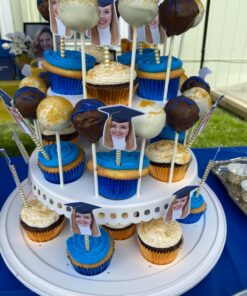 Sweet Creations 3 Tier, Collapsible Cupcake and Cakepop Display Carrier with Handel, White 35 81 odwDLEEL