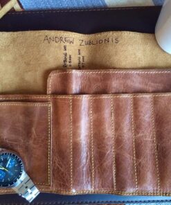 Rustic Genuine Leather Pencil Roll - Pen and Pencil Case - Dark Brown 60 81 pvrD3lQL