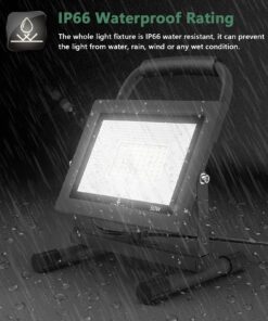 GLORIOUS-LITE 50W LED Work Light, 5000LM LED Flood Lights, 400W Equivalent, IP66 Waterproof, 16ft 5m Cord with Plug, 6500K, Adjustable Working Lights for Workshop Garage, Construction Site 8.22*6.02*7.09inch 32 81 q1r4lFRS