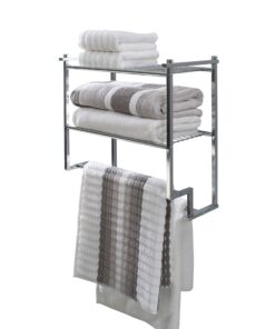 Alternative view of Organize It All Chrome 2 Tier Wall Mounting Bathroom Rack with Towel Bars, Metallic (16988W)