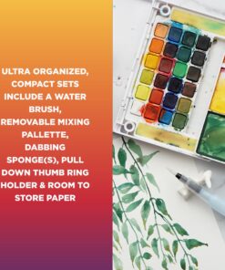 Sakura Koi Pocket Field Sketch Kit - Watercolor Sets for Painting On the Go - 24 Colors - 1 Water Brush - 1 Sponge - 1 Mixing Palette 1 Count (Pack of 24) 39 81 wYt6HimL
