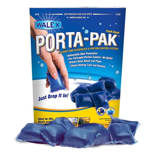 Porta-Pak Holding Tank Deodorizer Drop-Ins by Walex, Controls Unpleasant Odors Even at Extreme Temperatures, Commercial Strength, Fresh Fragrance, Made In The USA, 10 Treatments