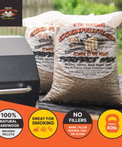 CookinPellets Perfect Mix Natural Hardwood Hickory, Cherry, Hard Maple, and Apple BBQ Grill Wood Pellets for Pellet Grill and Pellet Smoker, 40 Lb Bag 25 81 z iKxL