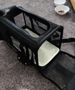 Amazon Basics Soft-Sided Mesh Pet Travel Carrier for Dog, Cat, Medium, 16.5"L x 9.4"W x 9.8"H, Black Without Wheels 46 81 zeWvP0bL