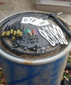 Perfect Point Throwing Knife Set – Set of 6 Throwers, Black Stainless Steel Blades and Handles with Assorted Colored Grinding Lines and Nylon Sheath, Well Balanced, Sport Knives – PP-595-6MC 22 81 zxw3L yL