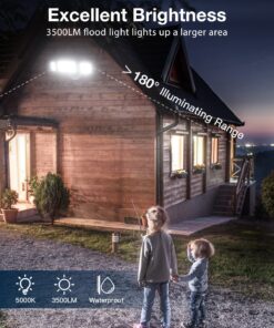 Amico LED Flood Lights Outdoor 3500LM Security Light, 30W Bright Outdoor Flood Light, 5000K Daylight White, IP65 Waterproof 3 Adjustable Heads for Garage, Backyard, Patio, Garden, Porch&Stair(White) 1 Pack 25 810 XePs3rL 1