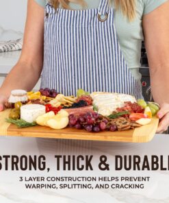 Bamboo Cutting Board - Wood Chopping Board with Juice Groove, Charcuterie Board, Serving Platter Cheese Board, Bread Board, Turkey Meat Cutting Board for Kitchen 33 8100OlTL90L