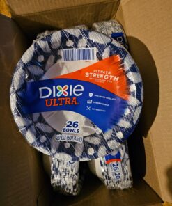 Dixie Ultra Disposable Paper Bowls, 20oz, Dinner or Lunch Size Printed Disposable Bowls, Packaging and Design May Vary, 26 Count (Pack of 6) White 28 8100ufiNjL
