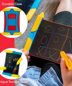 Boogie Board Scribble n’ Play Reusable Kids’ Drawing Board Includes LCD Doodle Board with Color Burst, Easy Erase Button, 4 Texture Drawing Styluses for Kids Ages 4+ 22 810222C l L