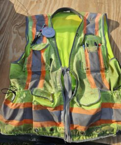 Radians SV55 Class 2 Heavy Woven Two Tone Engineer Vest with Padded Neck to Support Extra Weight in Cargo Pockets X-Large Green 28 81067YFU2CL