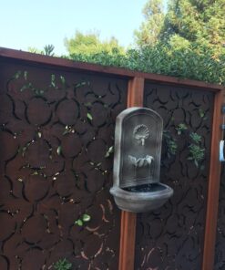 Sunnydaze Seaside 27-Inch Polystone Outdoor Wall Fountain - Electric Submersible Pump - Florentine Stone Finish 22 8106ej3WePL