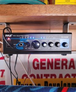 Pyle Home Home Audio Power Amplifier System with Bluetooth - 2X120W Mini Dual Channel Mixer Sound Stereo Receiver Box w/ RCA, AUX, Mic Input - For Amplified Speakers, PA, Theater, Studio Use -PTA4 30 8107ej8gLPL