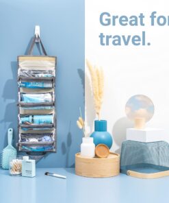 4kits Hanging Roll-Up Makeup Bag/Toiletry Kit/Travel Organizer for Women - 4 Removable Storage Bags - Organize Make Up, Cosmetics, First Aid, Medicine, Personal Care, Bathroom, Palette/Brush Holder 47 81099qZafaL