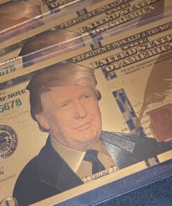 Authentic $100 President Donald Trump Authentic 24kt Gold Plated Commemorative Bank Note Collectors Item by Aizics Mint 33 810A M0HdrL