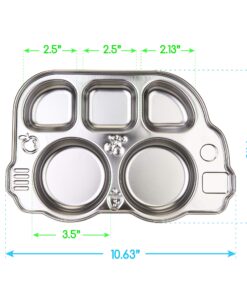 Innobaby Stainless Bus Plate with Airtight Sectional Lid, The Original, Leak-Resistant Divided Platter, Mom Invented Fun Shape Plate Din Din Smart for Babies, Toddlers and Kids, BPA Free Plate, Blue 31 810CGLpXBML
