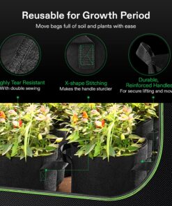 VIVOSUN 5-Pack 15 Gallon Plant Grow Bags, Heavy Duty Thickened Nonwoven Fabric Pots with Handles Black 15 Gallons 24 810DIBrY L