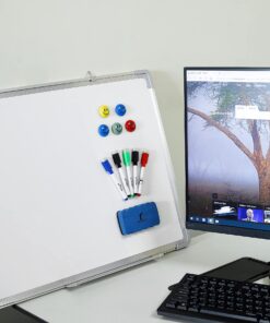 Whiteboard Set - Dry Erase Board 24 x 18" with 1 Magnetic Dry Eraser, 4 Dry Wipe Markers and 4 Magnets - Small White Hanging Message Scoreboard for Home Office School (24x18" Landscape) 24x18" Landscape 28 810Dlwu6JdL