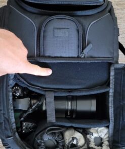 USA Gear DSLR Camera Backpack Case - 15.6 inch Laptop Compartment, Padded Custom Dividers, Tripod Holder, Rain Cover, Long-Lasting Durability and Storage Pockets - Compatible with Many DSLRs (Black) Black 50 810Dn9PynvL