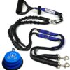 Pet Fit For Life 64" Premium Two Dog Leash: Premium Double Leash for Dogs, Provides Control and Comfort - Durable Foam Rubber Handle, Shock Absorbing Cord - Includes Bonus Collapsible Water Bowl Large 13 810DnNr5s6L