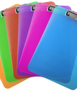 Trade Quest Plastic Clipboard Transparent Color Letter Size Low Profile Clip (Pack of 6) (Assorted) Assorted