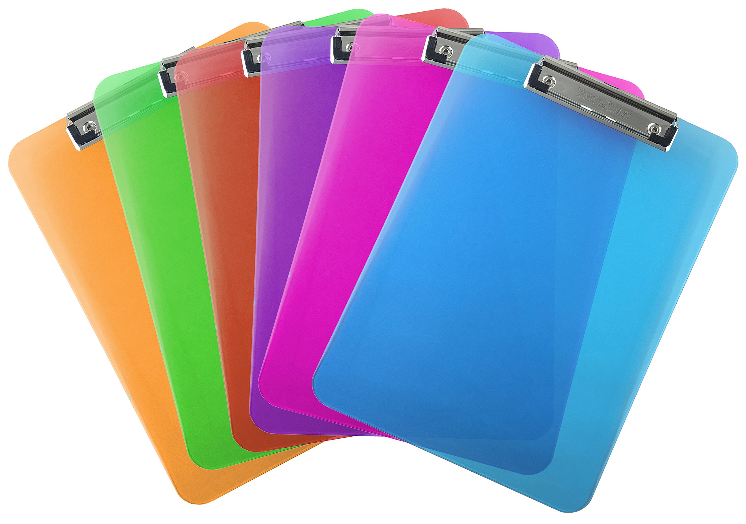 Trade Quest Plastic Clipboard Transparent Color Letter Size Low Profile Clip (Pack of 6) (Assorted) Assorted 1 Trade Quest Plastic Clipboard Transparent Color Letter Size Low Profile Clip (Pack of 6) (Assorted) Assorted