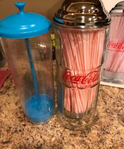 Tablecraft Coca-Cola Glass Straw Dispenser with Metal Lid, Small 40 810EI89BZ7L