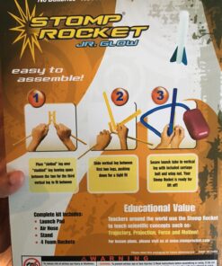 Stomp Rocket Jr Glow Rocket Launcher for Kids, 4 Rockets - Glow in The Dark Fun Backyard & Outdoor Kids Toys Gifts for Boys & Girls -Toy Soft Foam Blaster Set - Multi-Player Adjustable Launcher Stand Jr Glow 4 Rocket Pack 42 810Ef7pE4qL