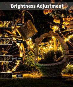 echosari String Lights Battery Powered, 33Ft 100 LED Warm White Outdoor Fairy String Lights with Remote Dimmable Timer 8 Modes for Wedding Party Garden Decoration 1 Pack 22 810FDCYUggL