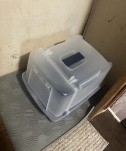 IRIS USA Large Split-Hood Cat Litter Box with Scoop and Grate, Blue Split Hooded - Navy 40 810H6AEED5L