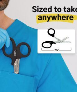 Madison Supply Medical Scissors, EMT and Trauma Shears - 7.5 Inch Premium Quality Stainless Steel Bandage Scissors - Fluoride-Coated with Non-Stick Blades - 2 Pack (Black/Stainless) 2-Pack Black Handle/Stainless Blades 21 810ILfMP nL