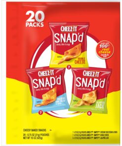 Cheez-It Snap'd Cheese Cracker Chips, Thin Crisps, Lunch Snacks, Variety Pack, 15oz Bag (20 Packs) 3 Flavor Variety Pack 20 Bags (0.75oz Bags) 18 810K83EqP9L