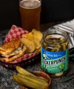 SuckerPunch Gourmet Spicy Garlic Pickle Chips 24 Ounce, 2-Pack Spicy Garlic Chips 24 Fl Oz (Pack of 2) 11 810KB3TTsqL