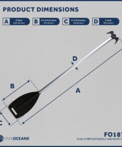 Five Oceans Canoe Paddle, Canoe Paddles and Boat Hook, Black, 4-Feet Long, Anodized Aluminum Shaft, Reinforced ABS Plastic Blade & Hook, Lightweight - FO1876 13 810MjGFG8aL