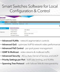 NETGEAR 26-Port PoE Gigabit Ethernet Smart Switch (GS324TP) - Managed, with 24 x PoE+ @ 190W, 2 x 1G SFP, Desktop or Rackmount, S350 series 26 port | 24xPoE+ 190W | 2xSFP 12 810SSTA9aCS