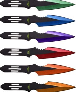 Perfect Point Throwing Knife Set – Set of 6 Throwers, Black Stainless Steel Blades and Handles with Assorted Colored Grinding Lines and Nylon Sheath, Well Balanced, Sport Knives – PP-595-6MC 14 810StxxH7nS