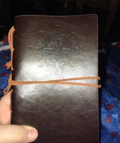 EvZ Leather Writing Journal Notebook, 7 Inches Vintage Nautical Spiral Blank String Diary Notepad Sketchbook Travel to Write in, Unlined Paper, Retro Pendants, Classic Embossed, Coffee 60 810V2fggQ6L