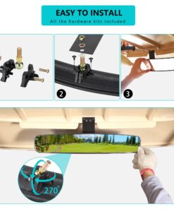 10L0L Golf Cart Rear View Mirror Universal for EZGO Club Car Yamaha, Adjustable Golf Cart Mirror with Extra Wide 270 Degree Panoramic Rearview Mirror-16.5 Inch 21 810Vz25dL