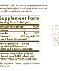 Solgar Vitamin E 670 mg (1000 IU), 100 Mixed Softgels - Natural Antioxidant, Skin & Immune System Support - Naturally-Sourced Vitamin E - Gluten /Dairy Free - 100 Servings 22 810W5U5yYL