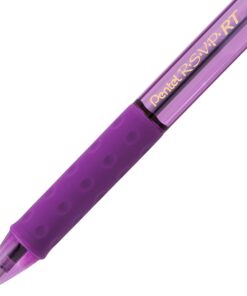 Pentel R.S.V.P. RT Colors New Retractable Ballpoint Pen, Medium Line, Barrel, Violet Ink, Box of 12 (BK93CRV-V) 12 Count (Pack of 1) 20 810WAYK62dL