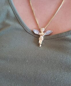 Fashion 21 Sparkled Micro Baby Angel Cherub Pendant 2mm 24 inches Box Chain Necklace Gold Silver Tone 26 810XHzhULFL