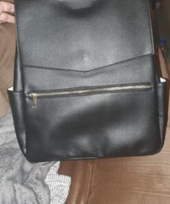 KZNI Leather Diaper Bag Backpack, Diaper Backpack Nappy Baby Bags for Mom Unisex Maternity Diaper Bag with Stroller Hanger Black 47 810YR SI9JL