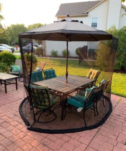 Best Choice Products 9ft Adjustable Mosquito Net for Umbrellas 7.5-11ft, Bug Screen Patio Umbrella Accessory for Outdoor Market Offset Cantilever w/Polyester Mesh Net, Zipper Door, Fillable Base 37 810YoPzXGNL