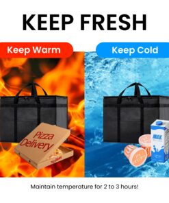 NZ home Insulated Cooler Bag and Food Warmer (XL Plus, 2 Pack) for Food Delivery & Grocery Shopping with Zippered Top, Black XL Plus 33 810aIHvmDyL