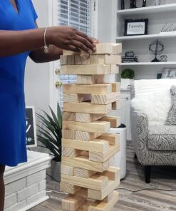 Yard Games Giant Tumbling Timbers with carrying case starts at 2.5-feet tall and builds to 5-feet 30 Inch Natural 31 810aVSRBWUL